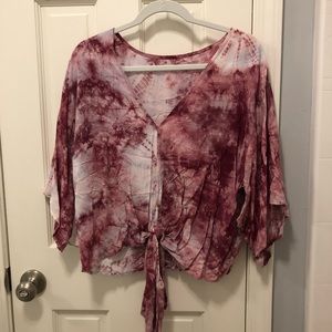 NEVER WORN tie-dye top with front tie!